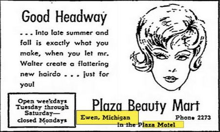 Plaza Motel - Aug 1962 Ad For Hair Salon (newer photo)